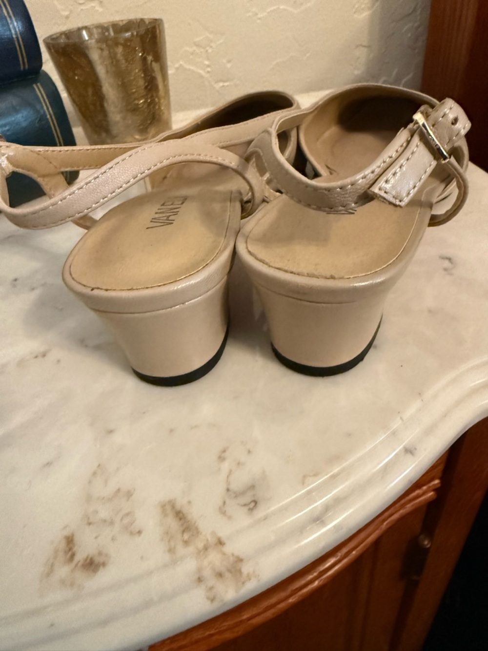 Vaneli Beige Slingback Pumps with Black Cap Toe - Picture 4 of 4